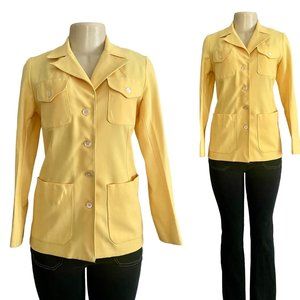 Vintage 1970s Safari Shirt Top by  Jones New York Blouse in Yellow size S